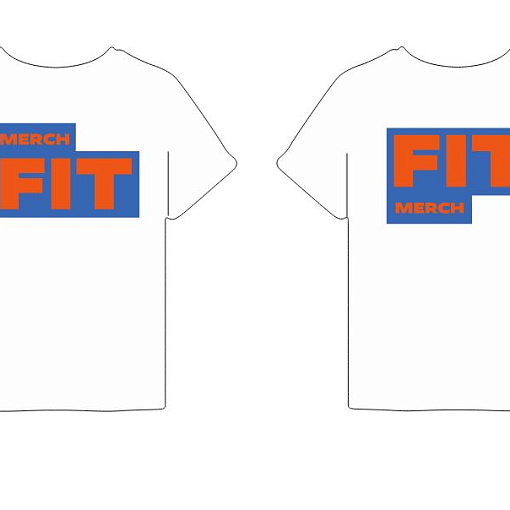Футболка оверсайз белая FIT сине-оранжевый лого